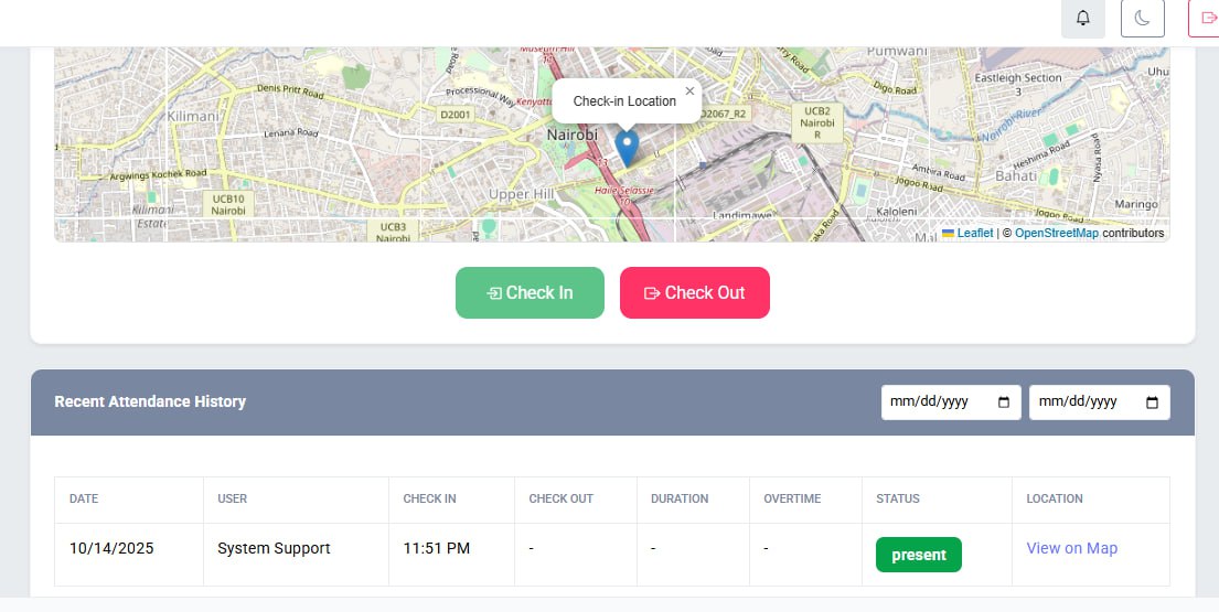 InfraPro mobile app GPS attendance check-in for construction field workers